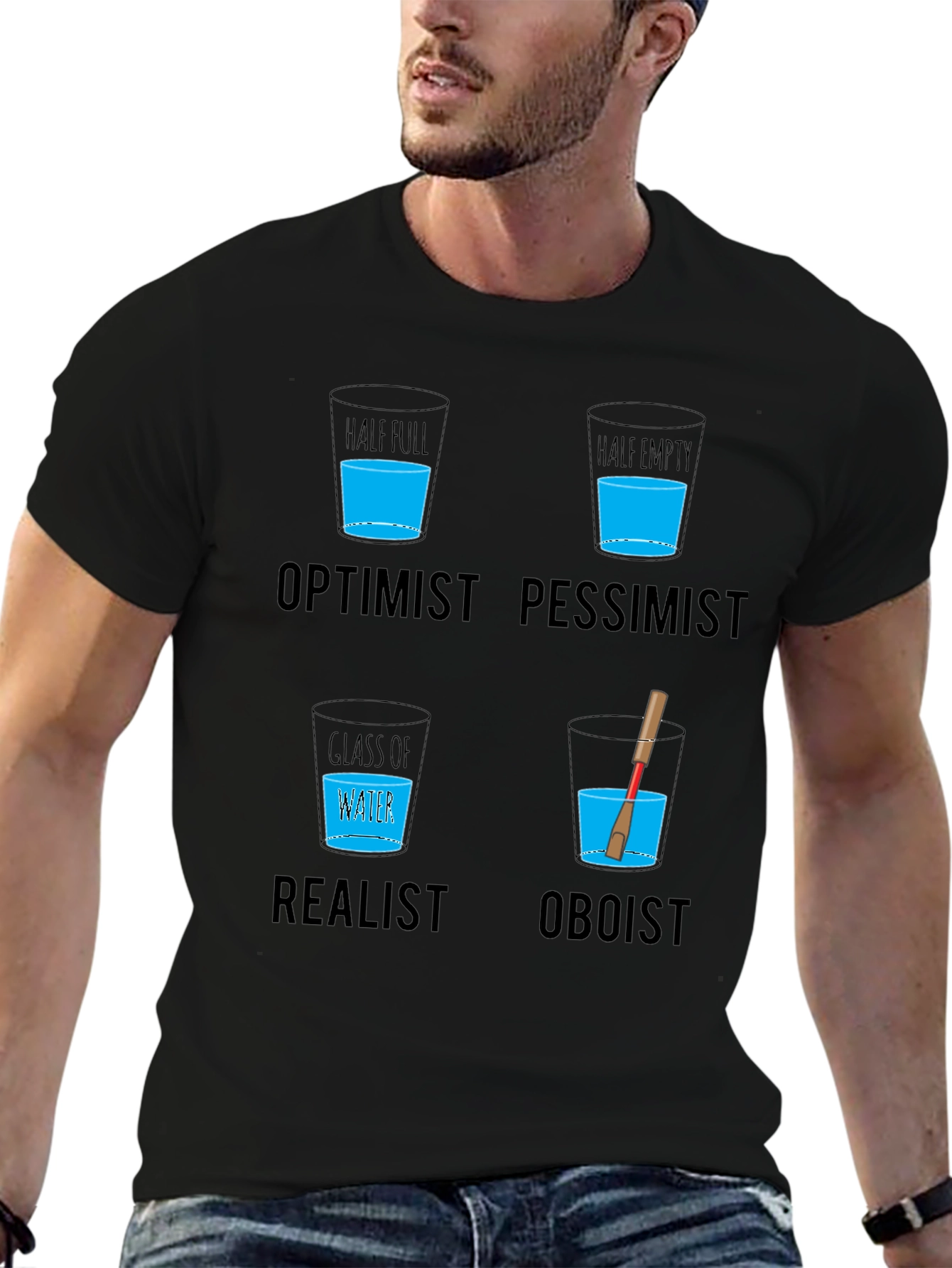 Optimist Pessimist Oboist T-Shirt - Funny Musician Tee