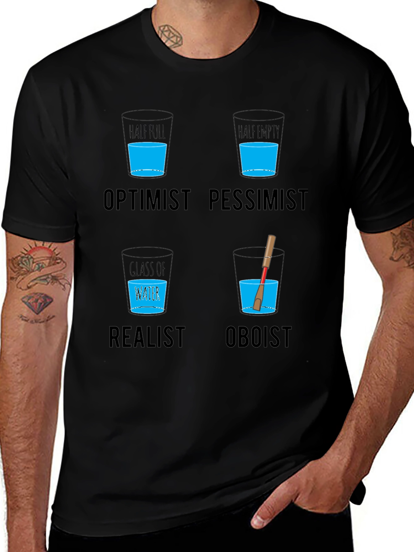 Optimist Pessimist Oboist T-Shirt - Funny Musician Tee