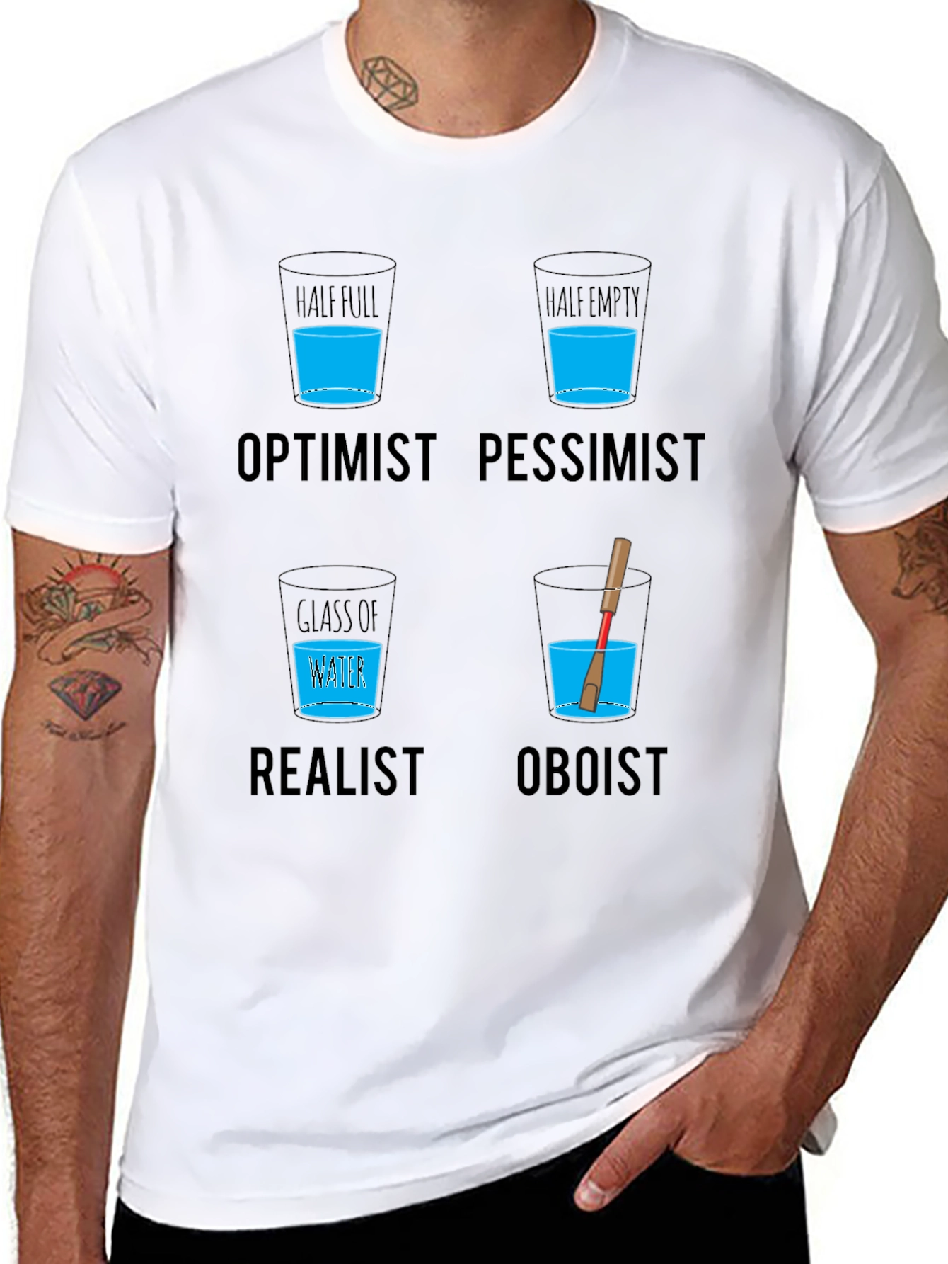 Optimist Pessimist Oboist T-Shirt - Funny Musician Tee