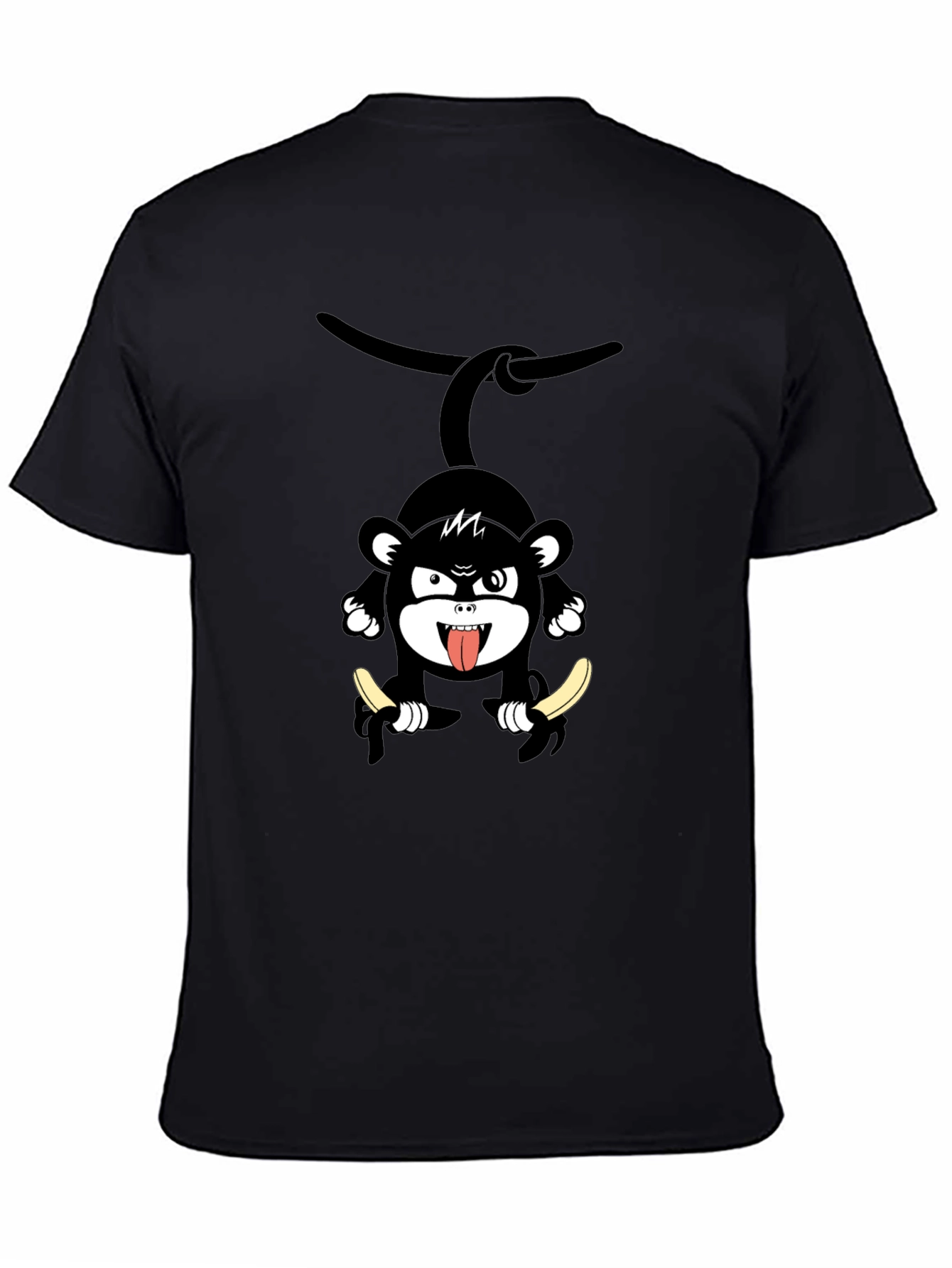 Monkey Banana Graphic Black T-Shirt