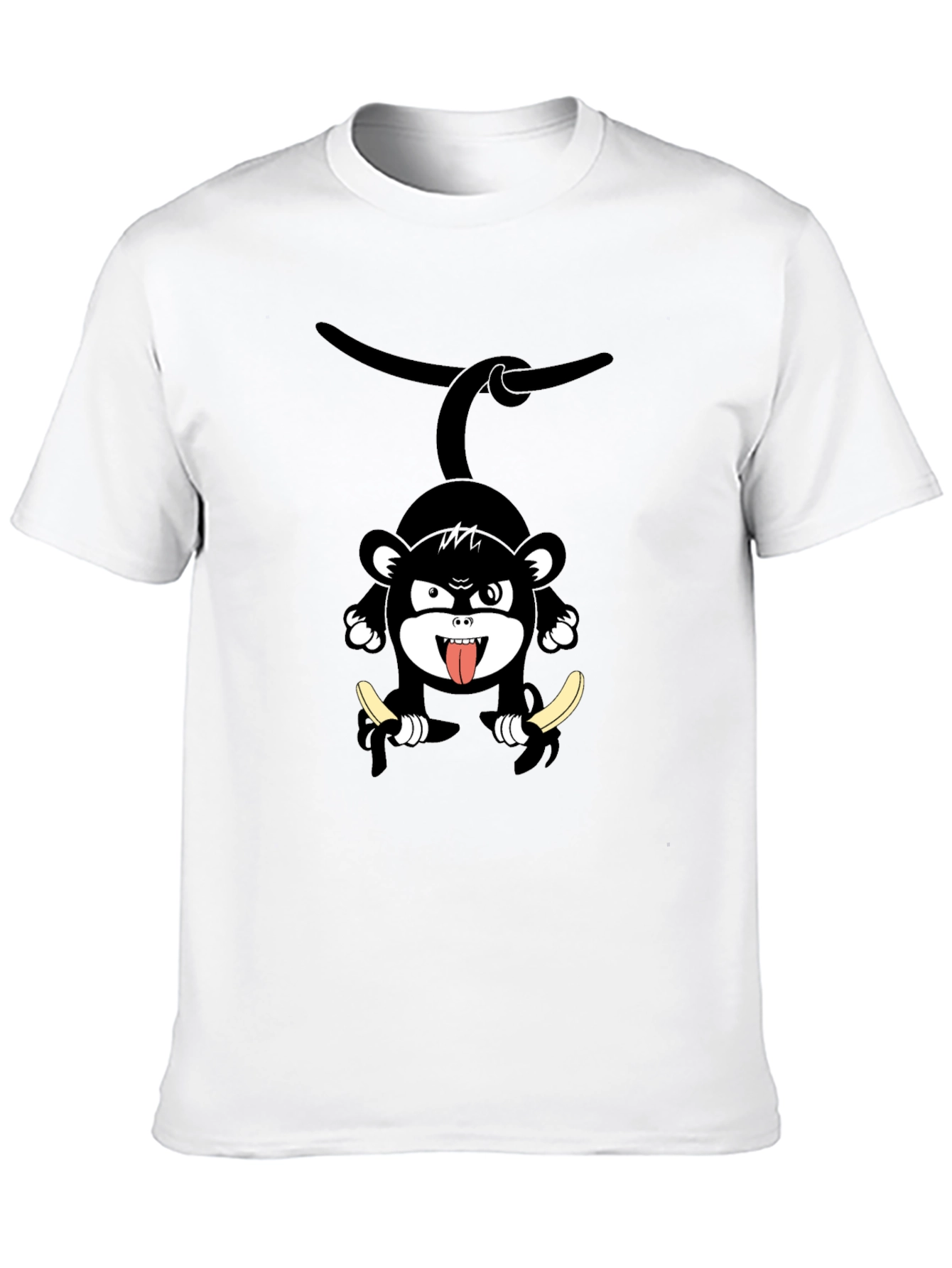 Monkey Banana Graphic Black T-Shirt