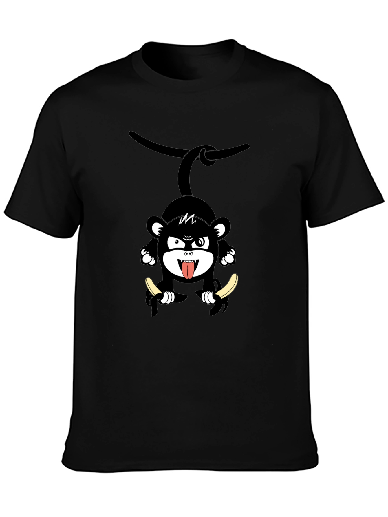 Monkey Banana Graphic Black T-Shirt