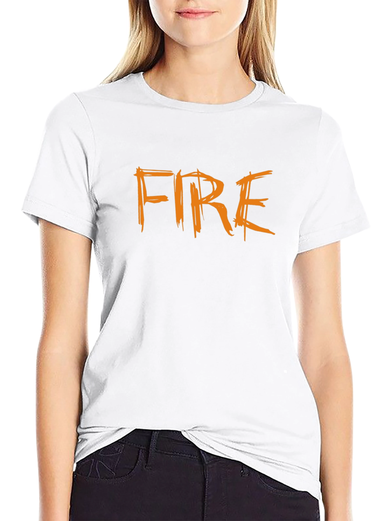 Fire Graphic T-Shirt - Bold Black Cotton Tee