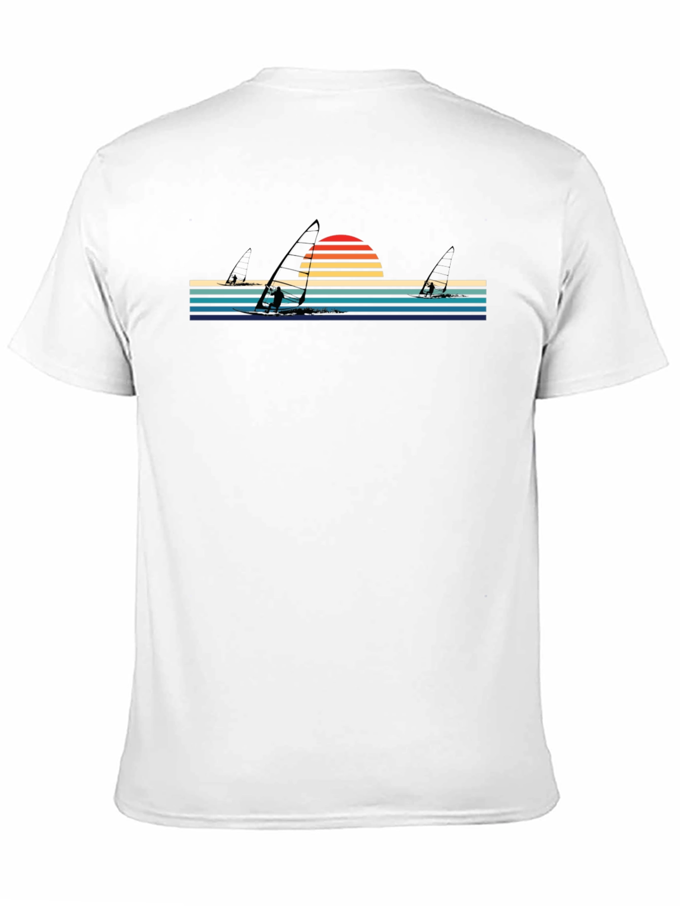 Retro Sunset Windsurfing T-Shirt - Stylish Black Tee