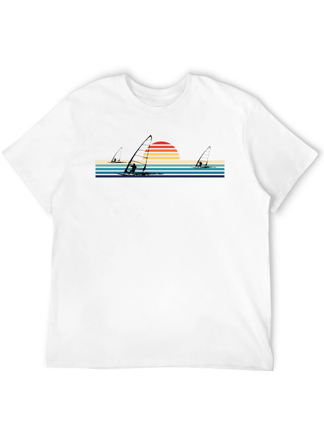 Retro Sunset Windsurfing T-Shirt - Stylish Black Tee