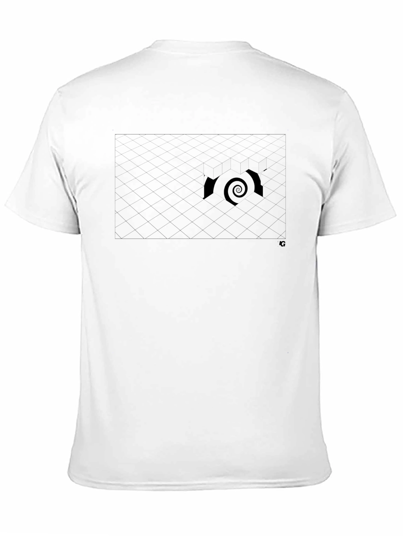 Mens Black Graphic T-Shirt - Spiral Design