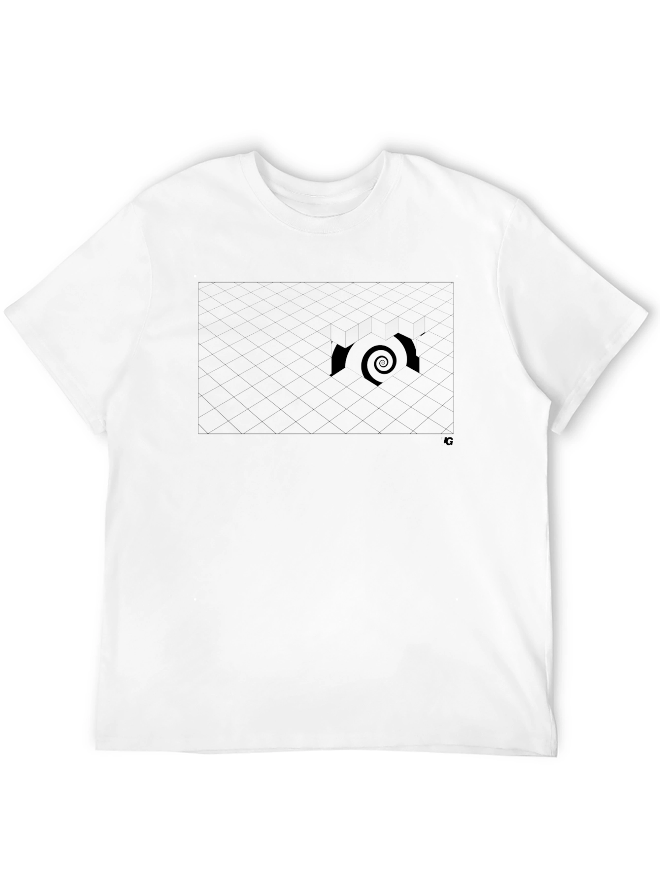 Mens Black Graphic T-Shirt - Spiral Design