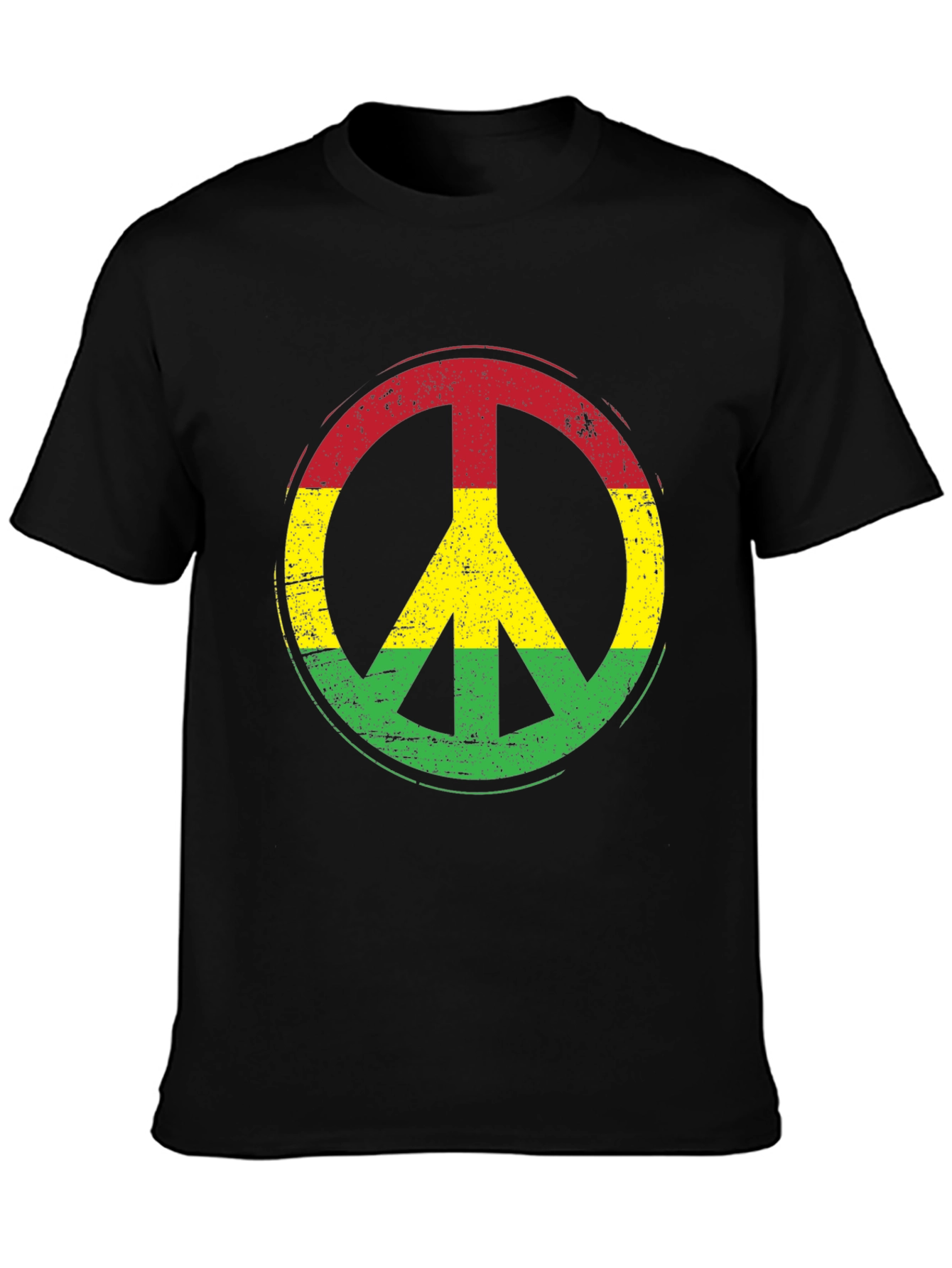 Rasta Peace Sign Black T-Shirt - Reggae Vibes