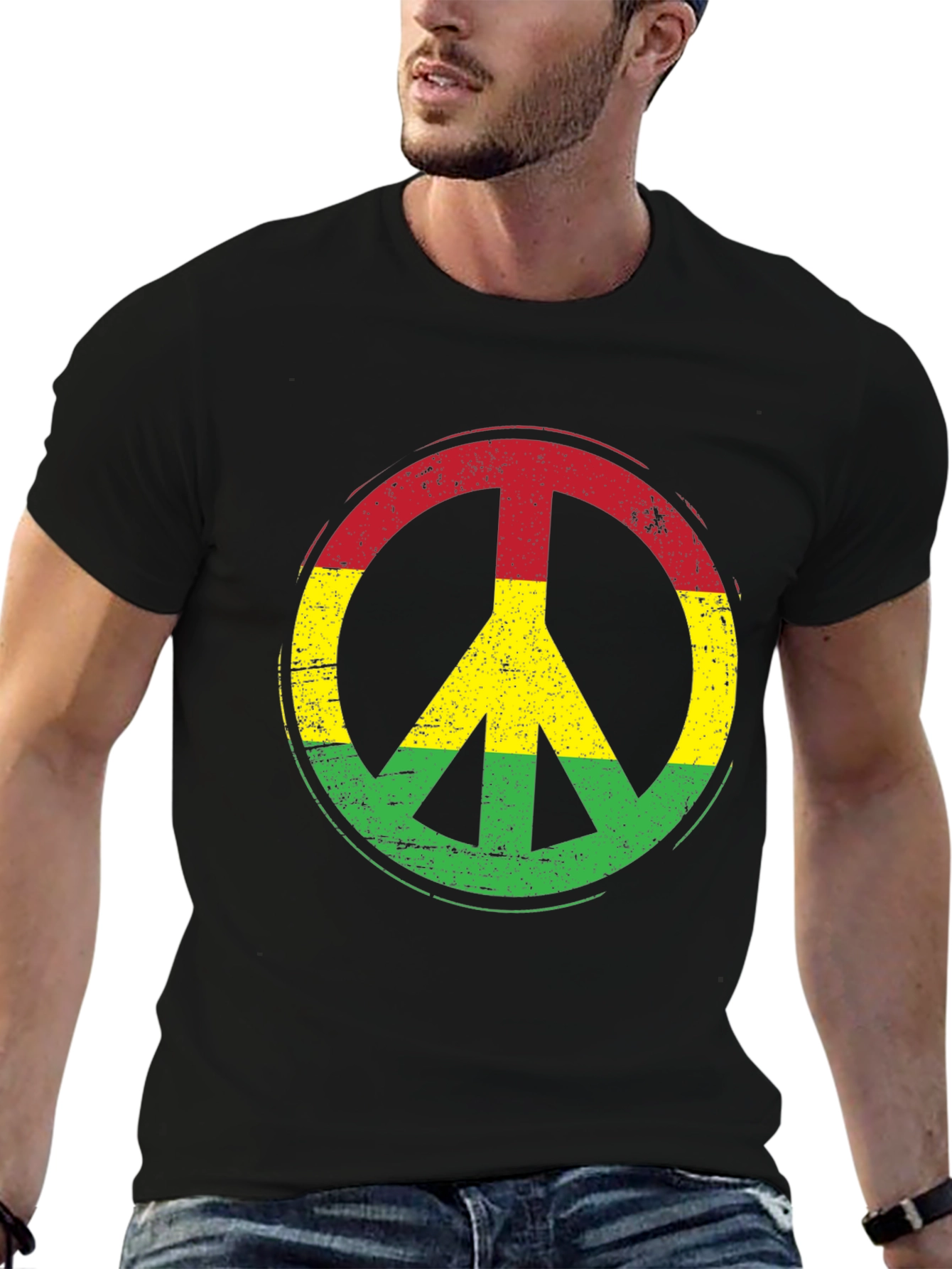 Rasta Peace Sign Black T-Shirt - Reggae Vibes