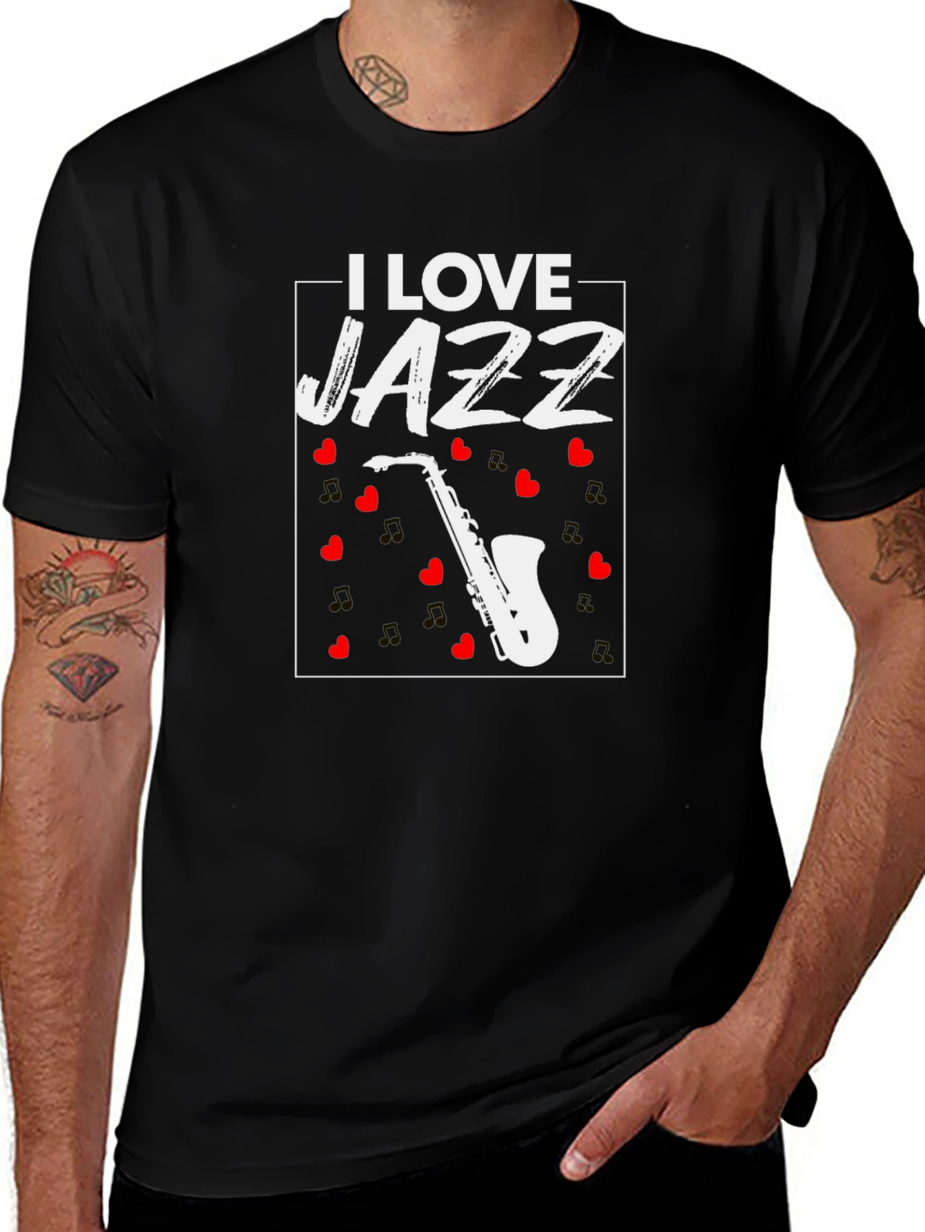 I Love Jazz Saxophone Graphic T-Shirt