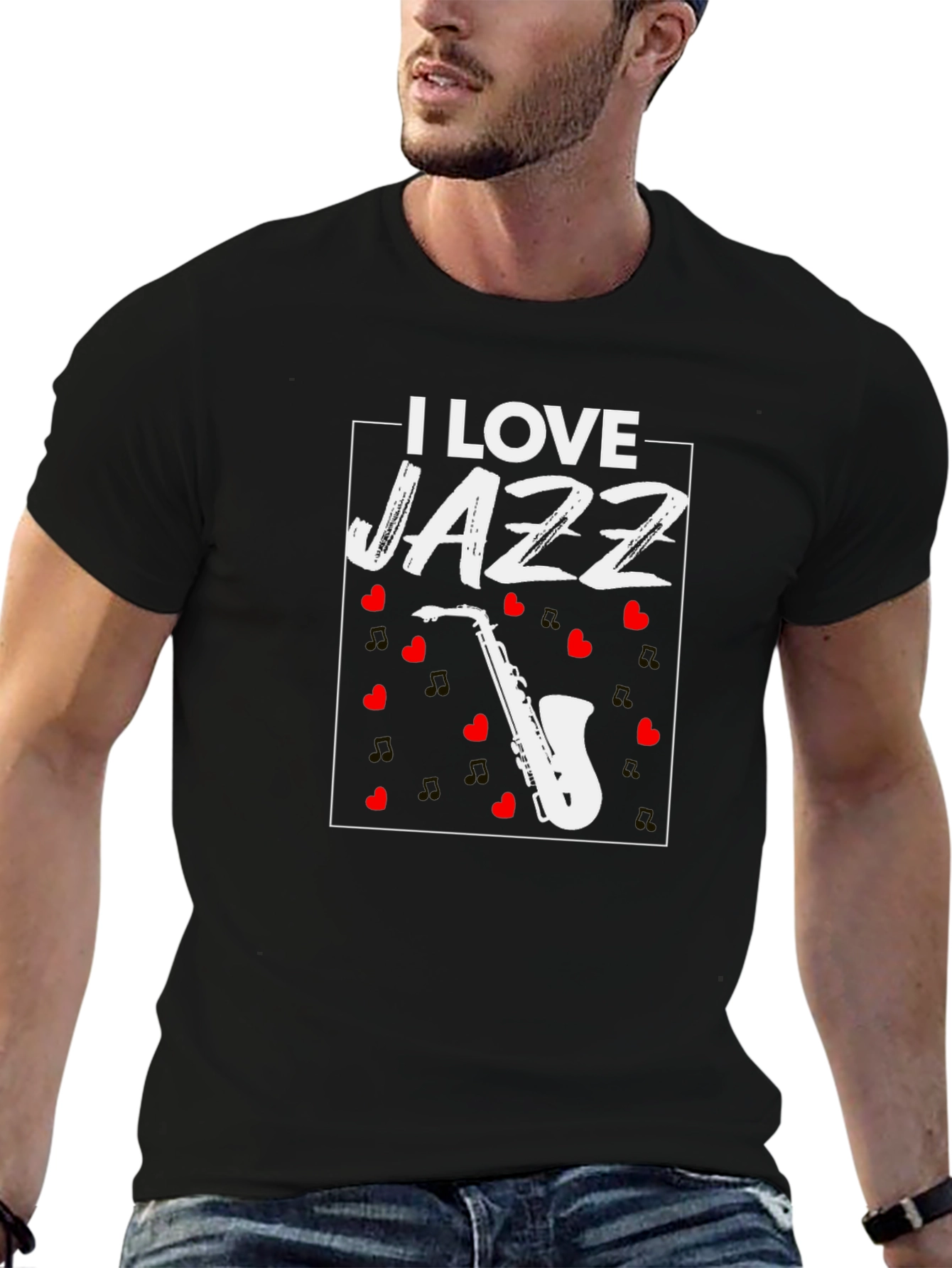 I Love Jazz Saxophone Graphic T-Shirt