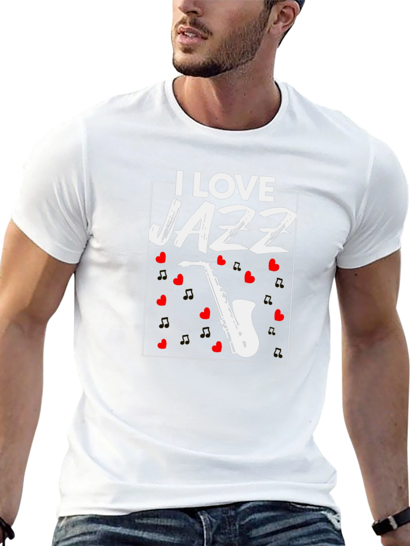 I Love Jazz Saxophone Graphic T-Shirt