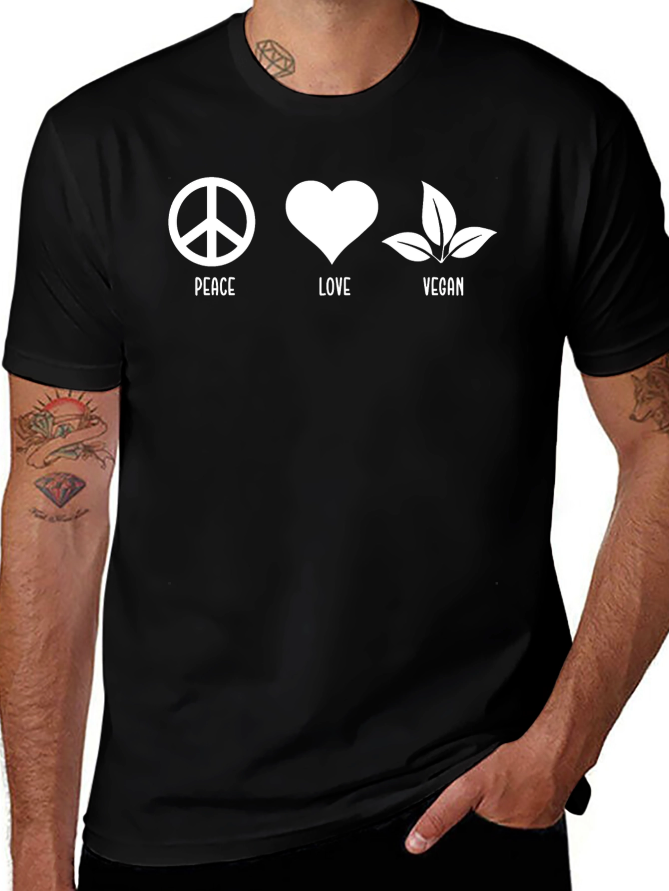 Peace Love Vegan Graphic T-Shirt - Unisex