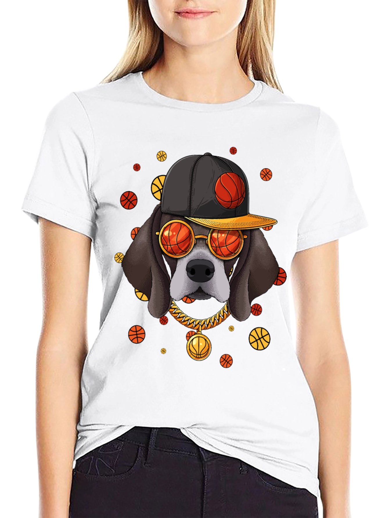 Basketball Dog Graphic T-Shirt