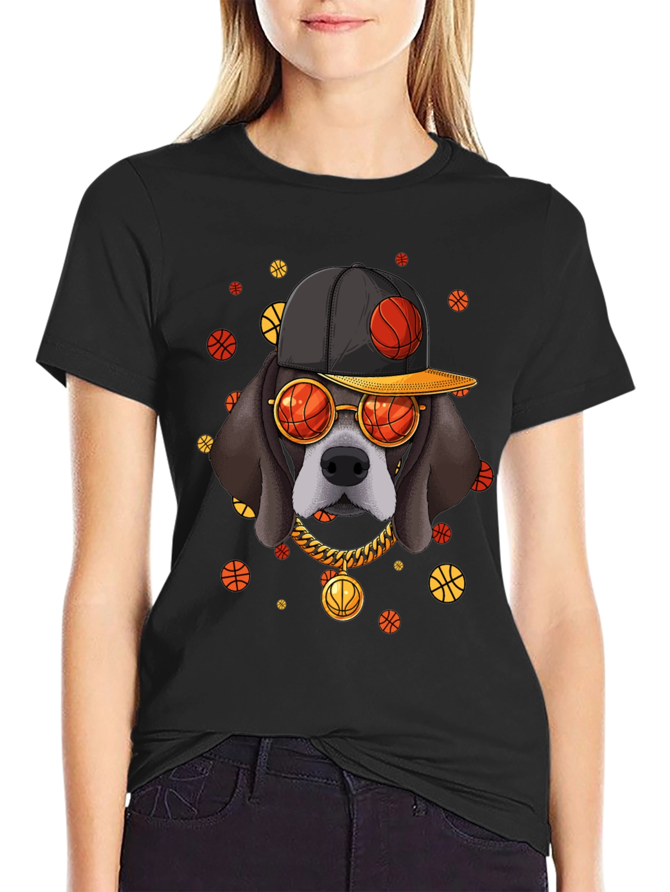 Basketball Dog Graphic T-Shirt