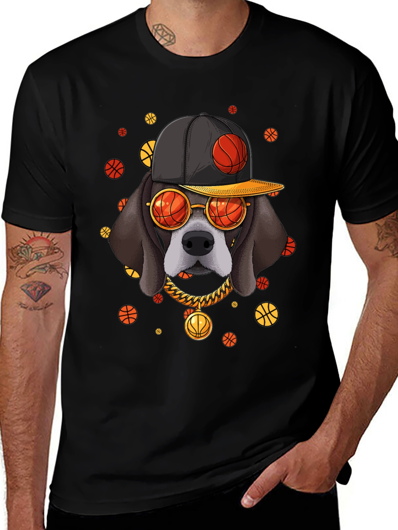 Basketball Dog Graphic T-Shirt