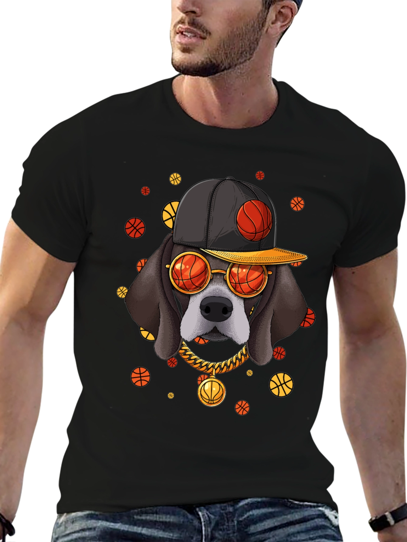 Basketball Dog Graphic T-Shirt
