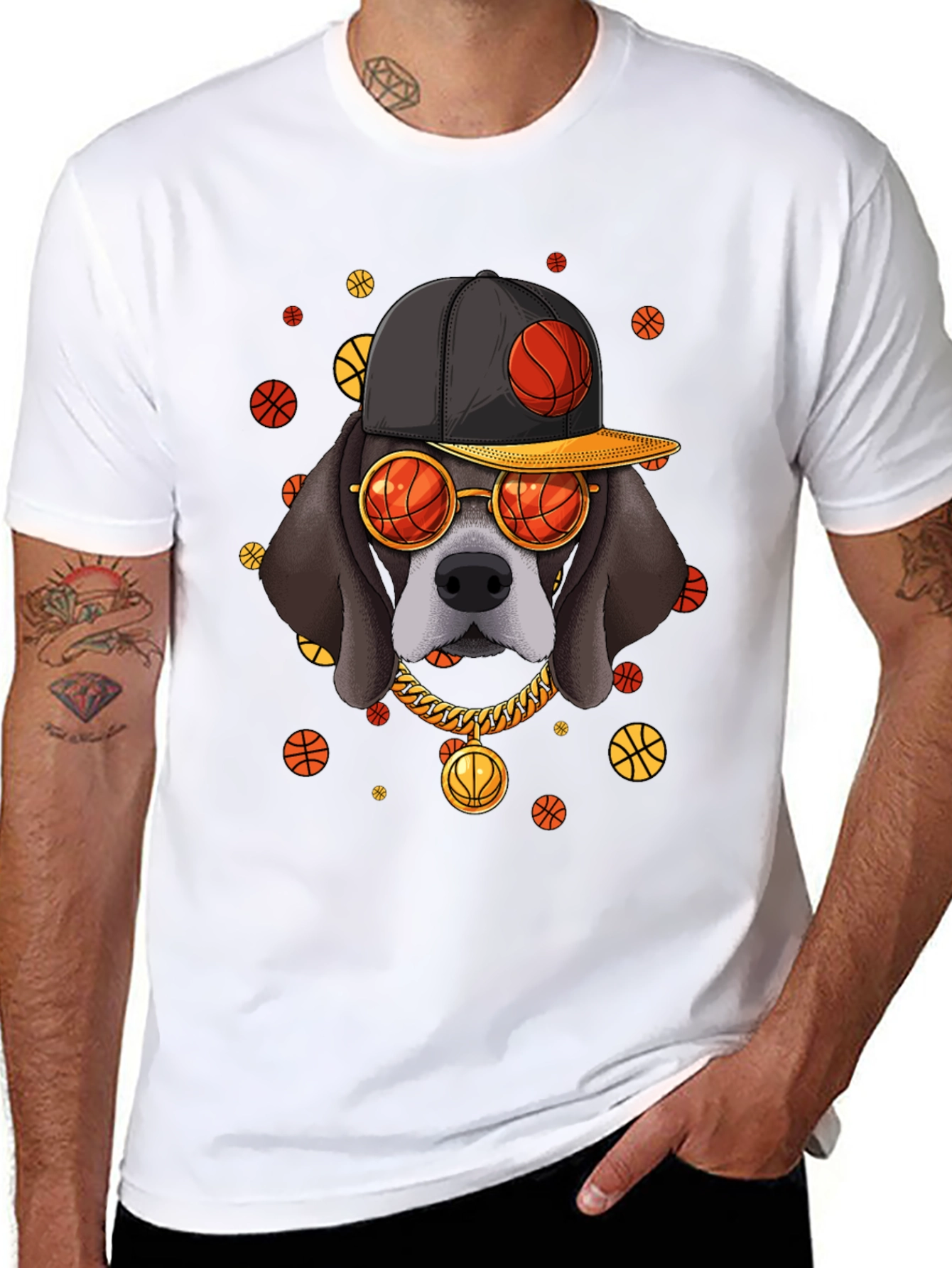 Basketball Dog Graphic T-Shirt