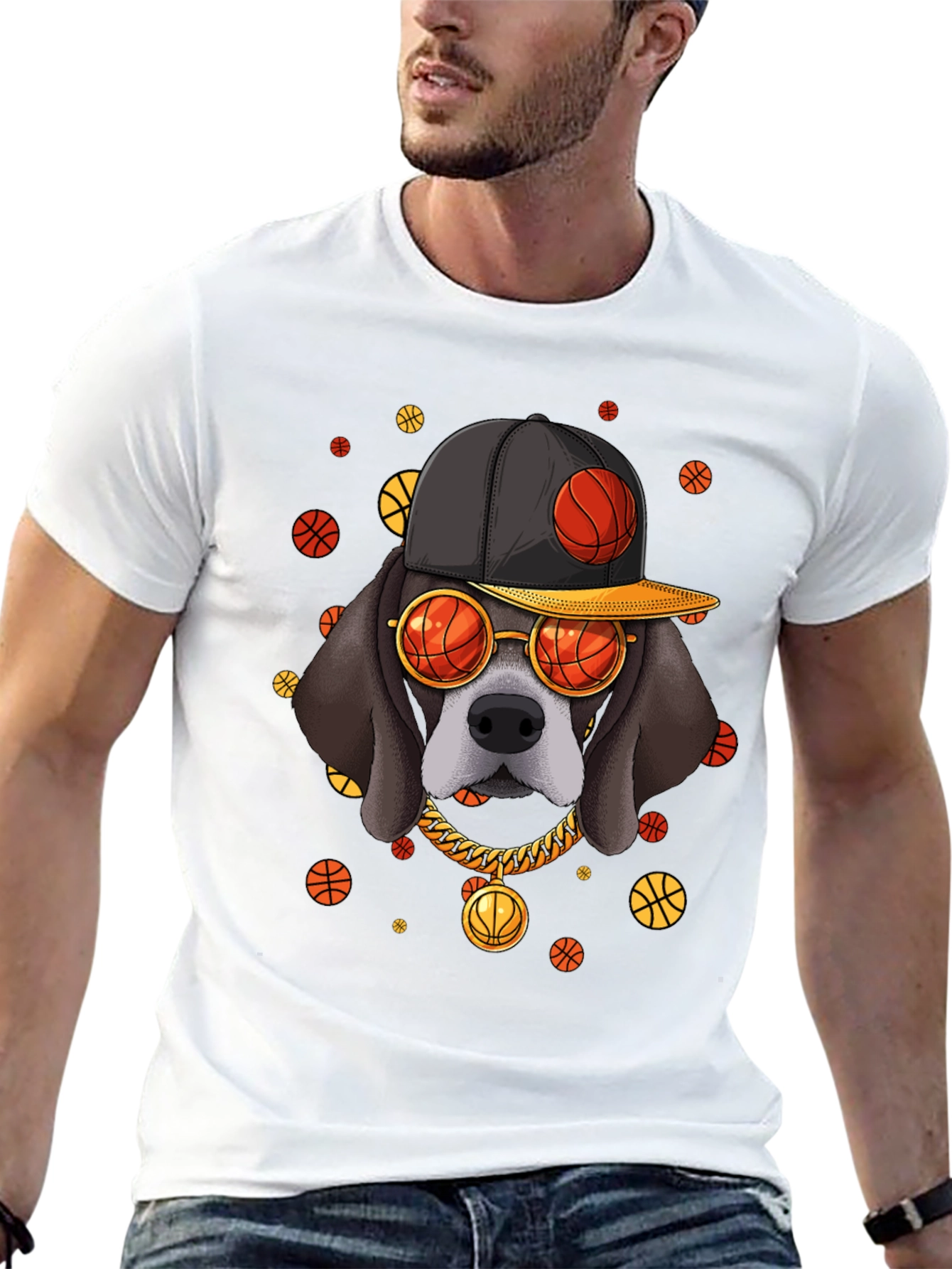 Basketball Dog Graphic T-Shirt
