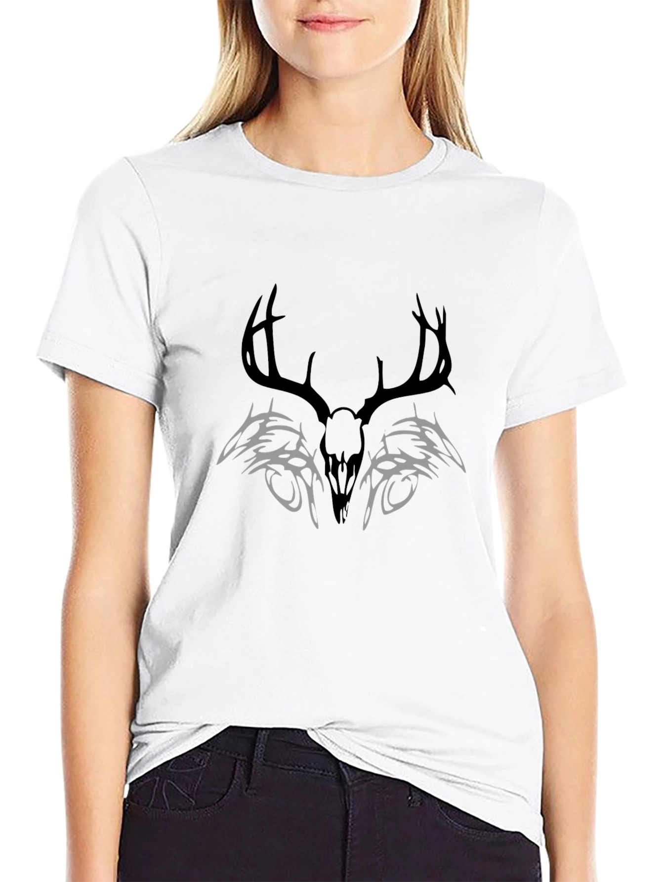 Deer Skull Tribal Graphic T-Shirt