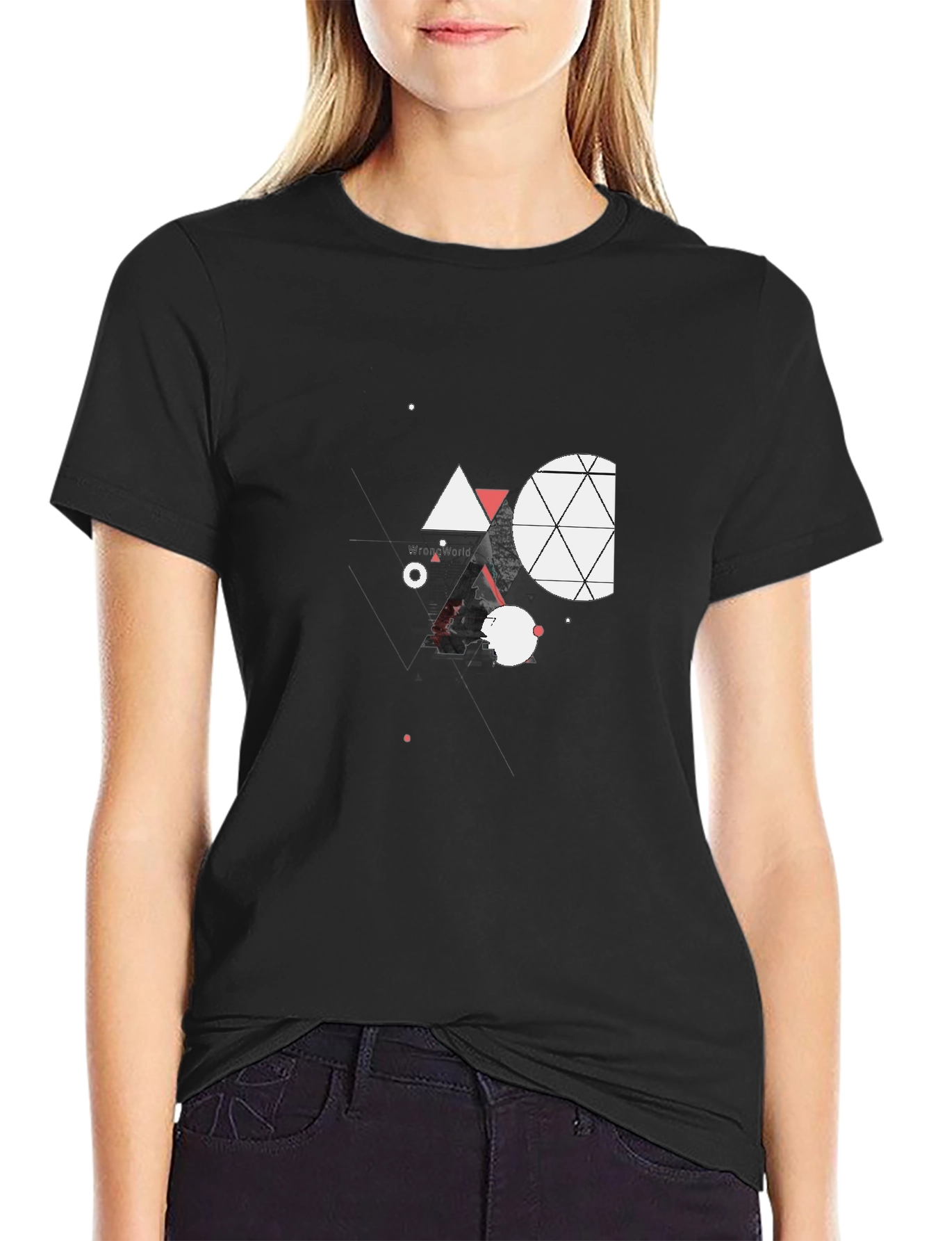 Abstract Geometric Black Tee