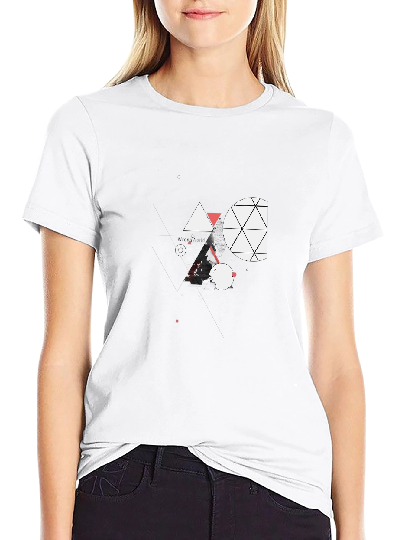 Abstract Geometric Black Tee
