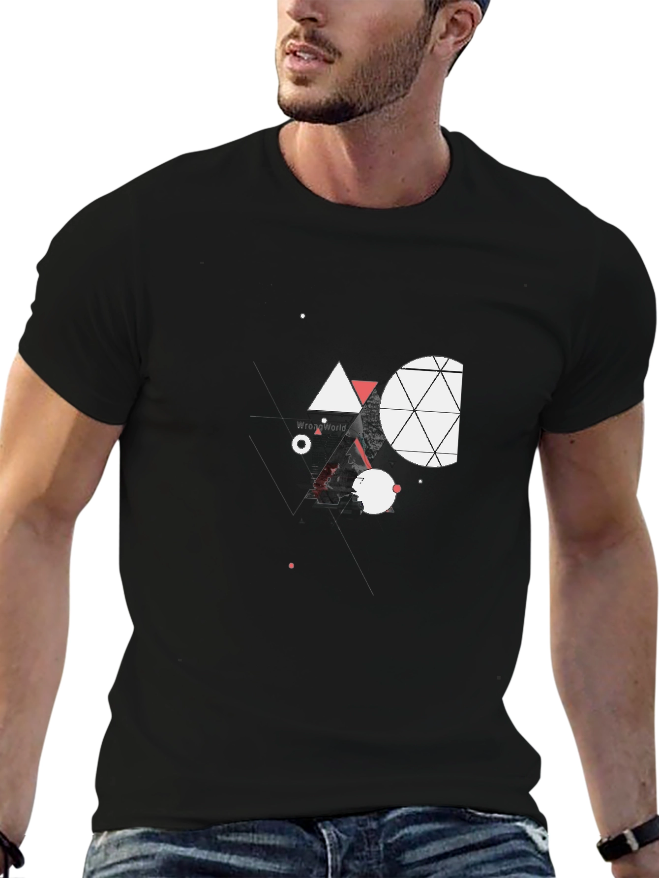 Abstract Geometric Black Tee