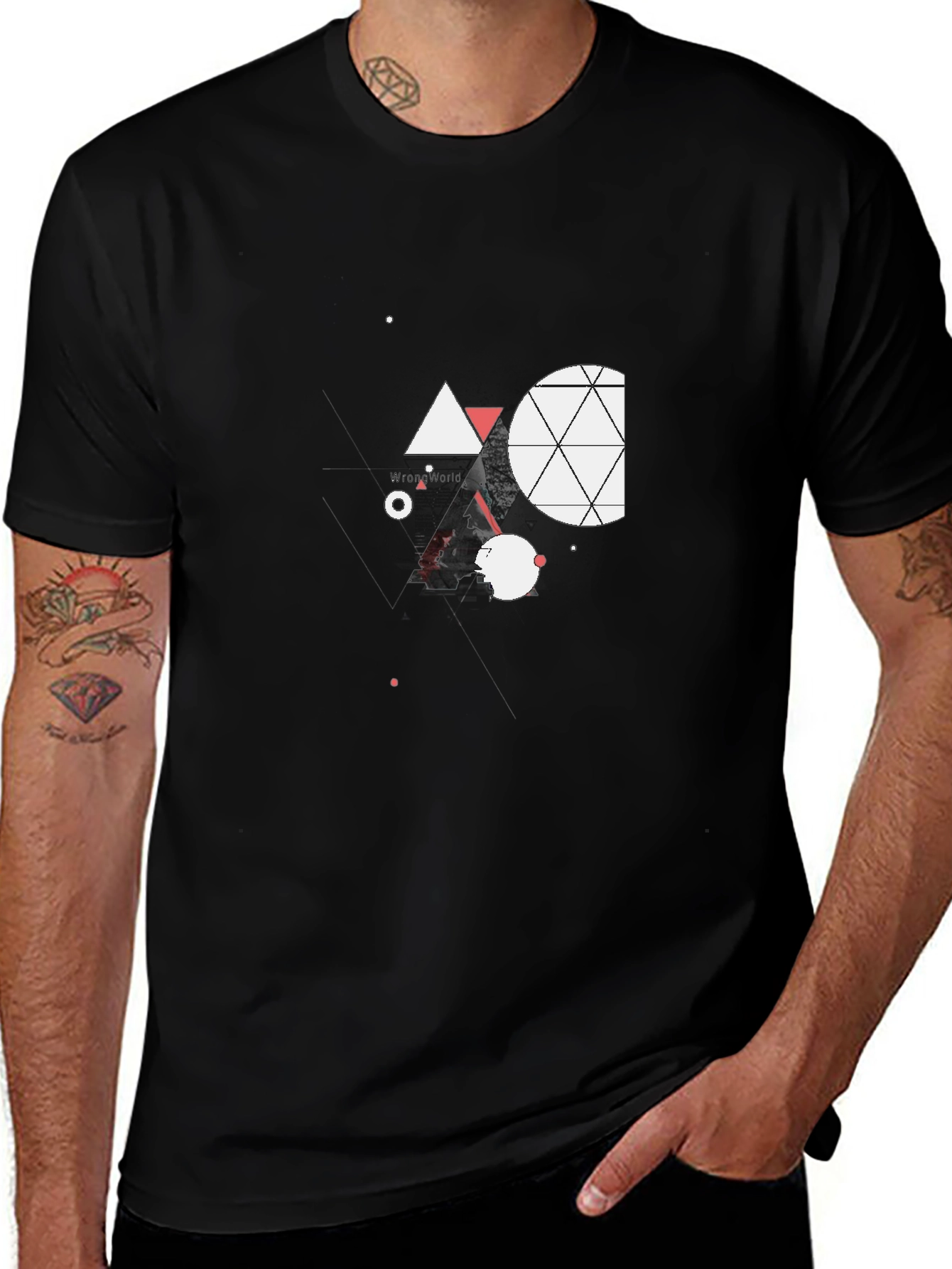 Abstract Geometric Black Tee