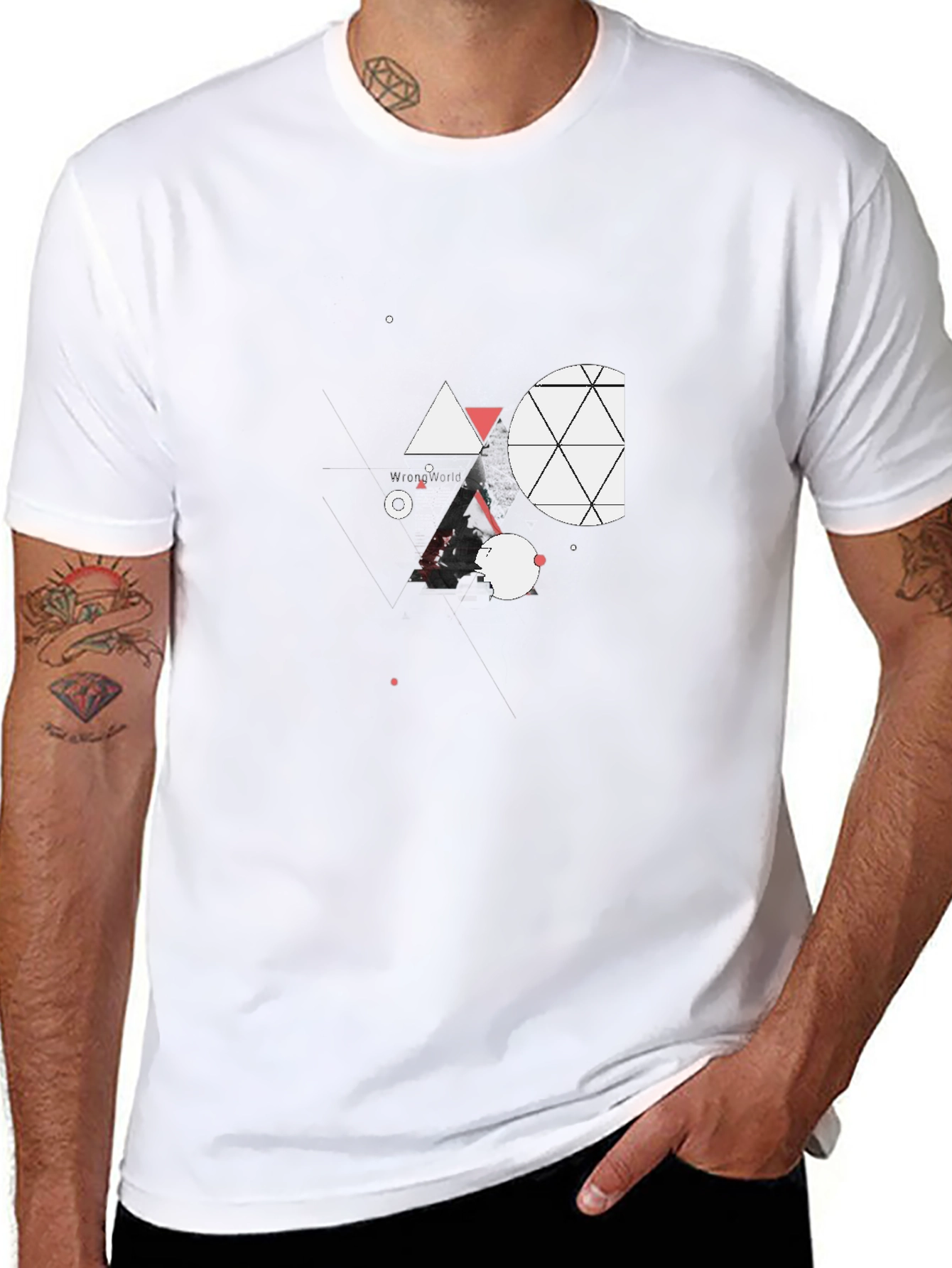 Abstract Geometric Black Tee