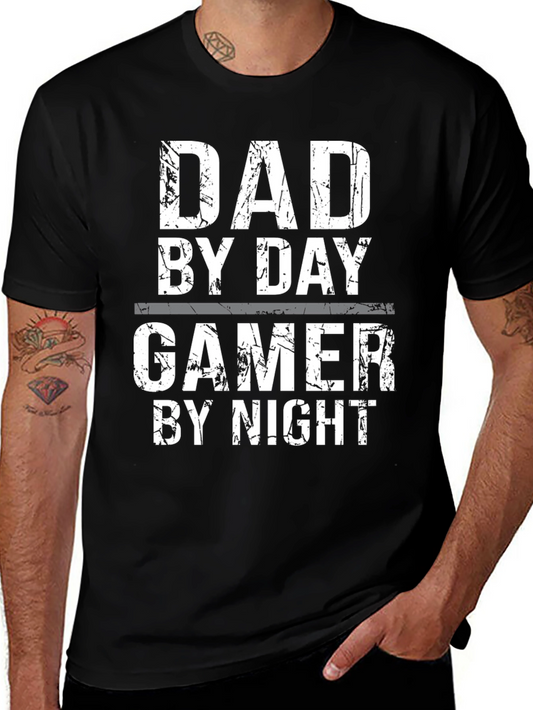 Dad By Day Gamer By Night Black Graphic T-Shirt