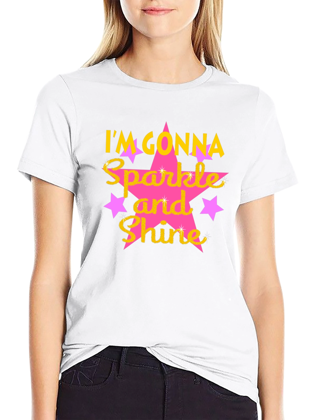 Sparkle and Shine Graphic Tee - Black Cotton Blend