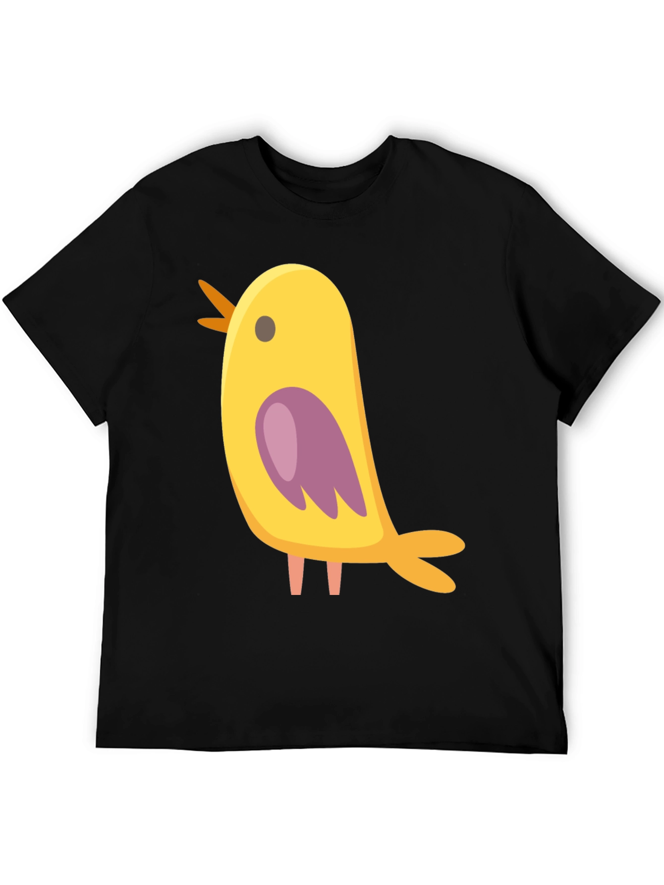 Cute Bird Graphic Tee - Black Cotton Blend