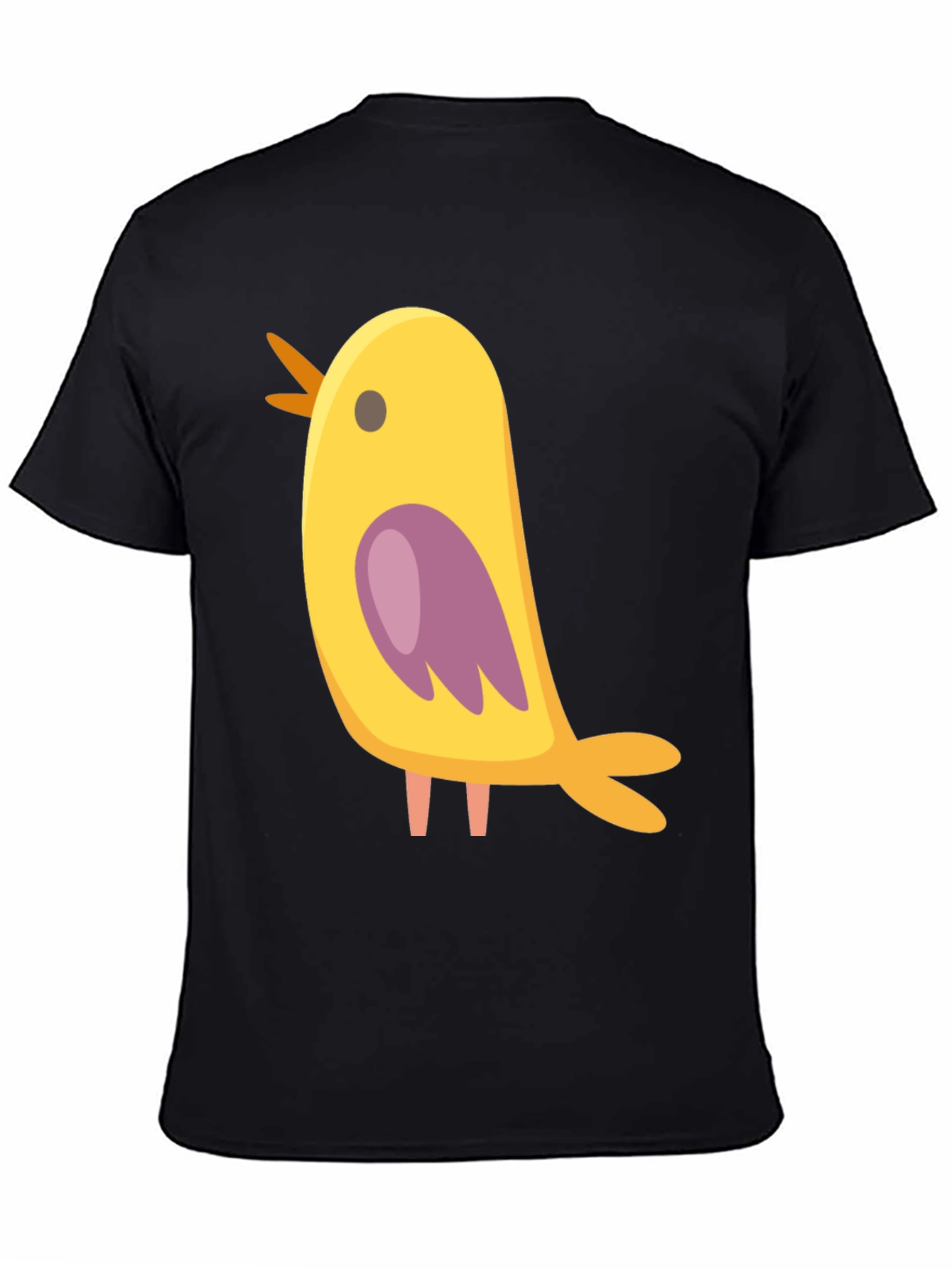 Cute Bird Graphic Tee - Black Cotton Blend