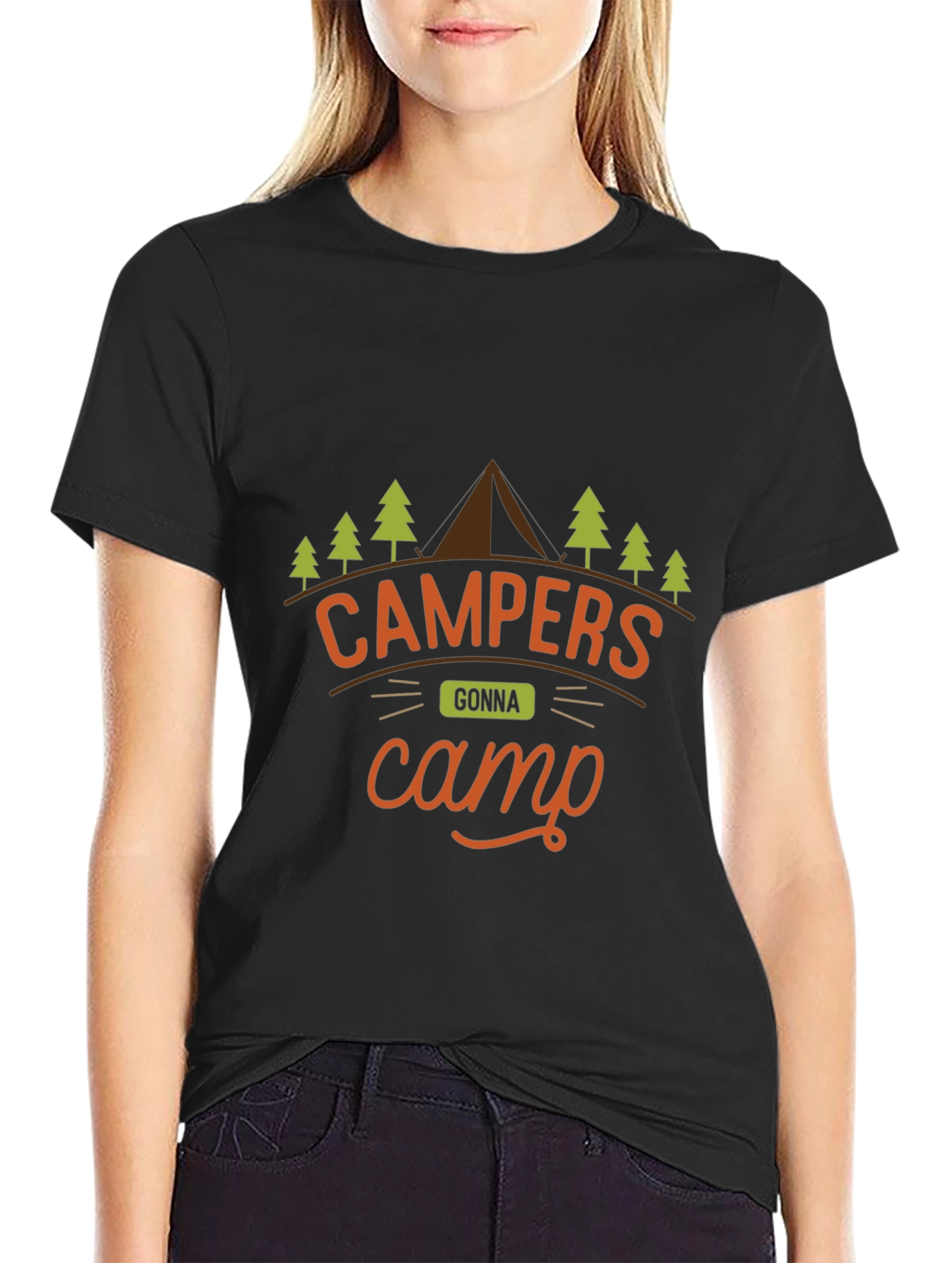 Campers Gonna Camp Black Graphic Tee