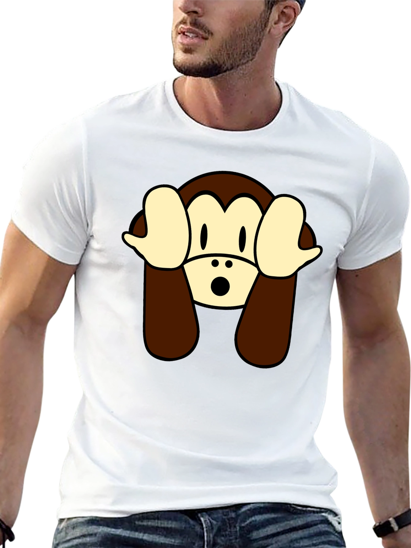 Hear No Evil Monkey Graphic Tee - Black