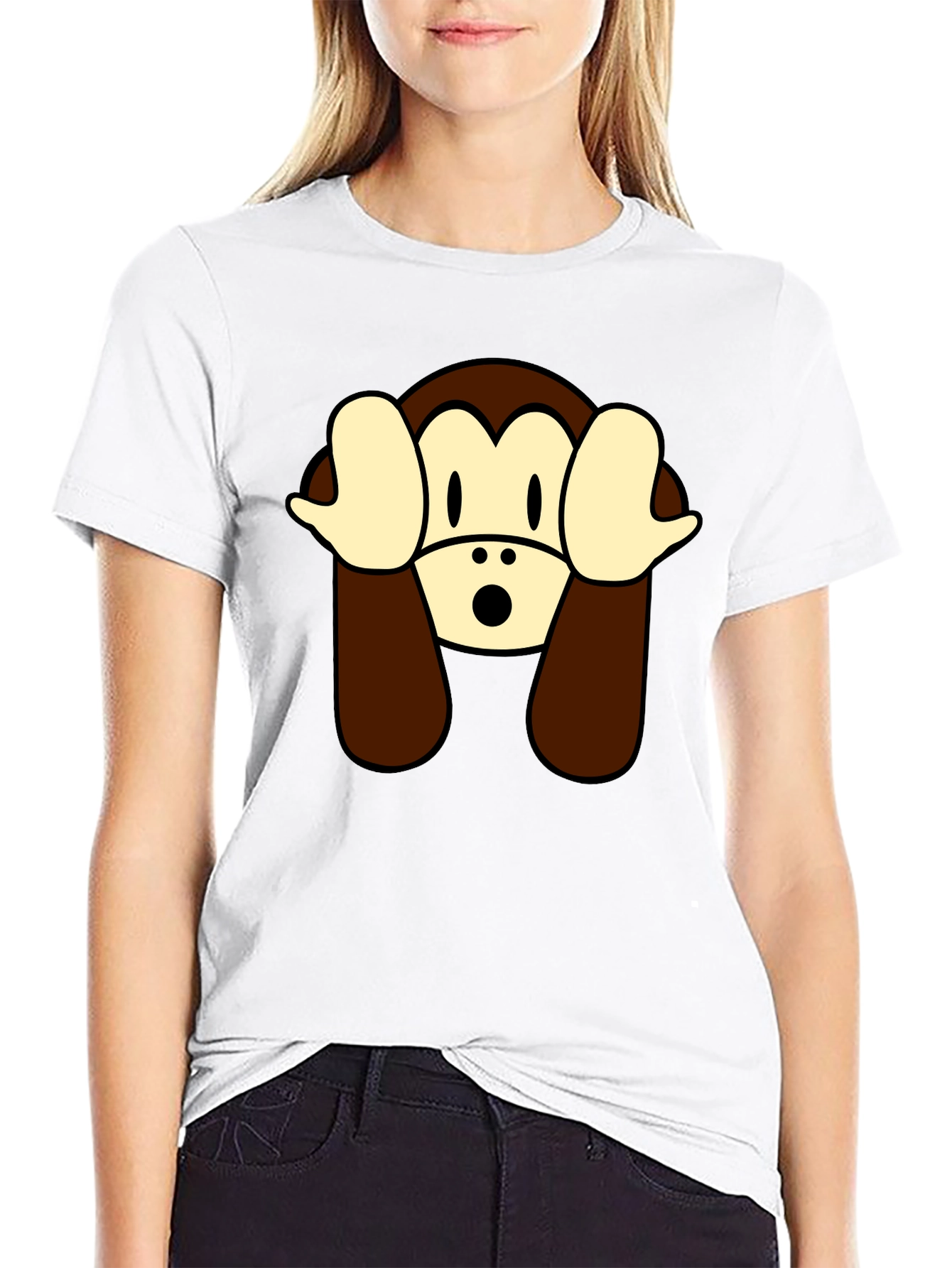 Hear No Evil Monkey Graphic Tee - Black
