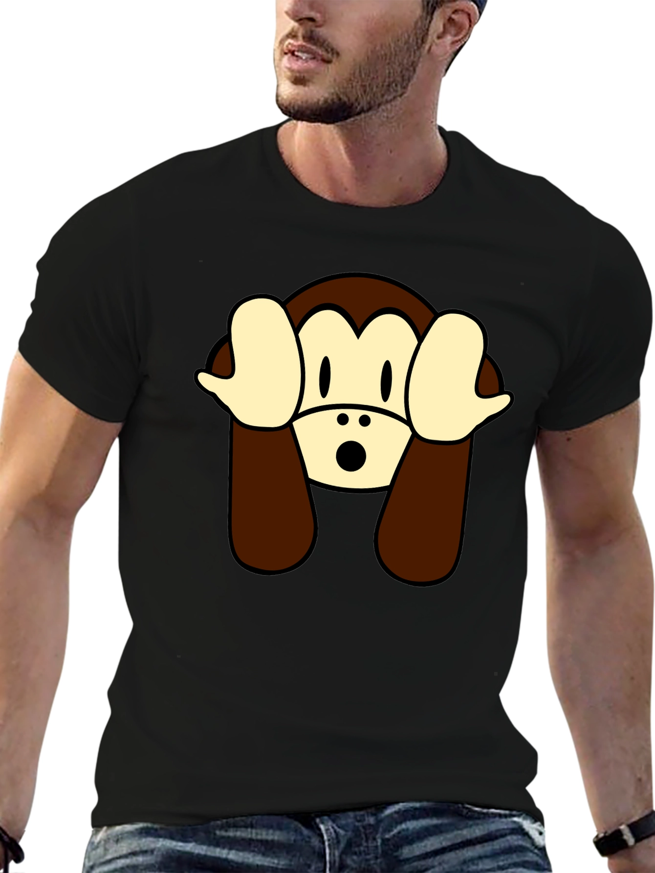 Hear No Evil Monkey Graphic Tee - Black