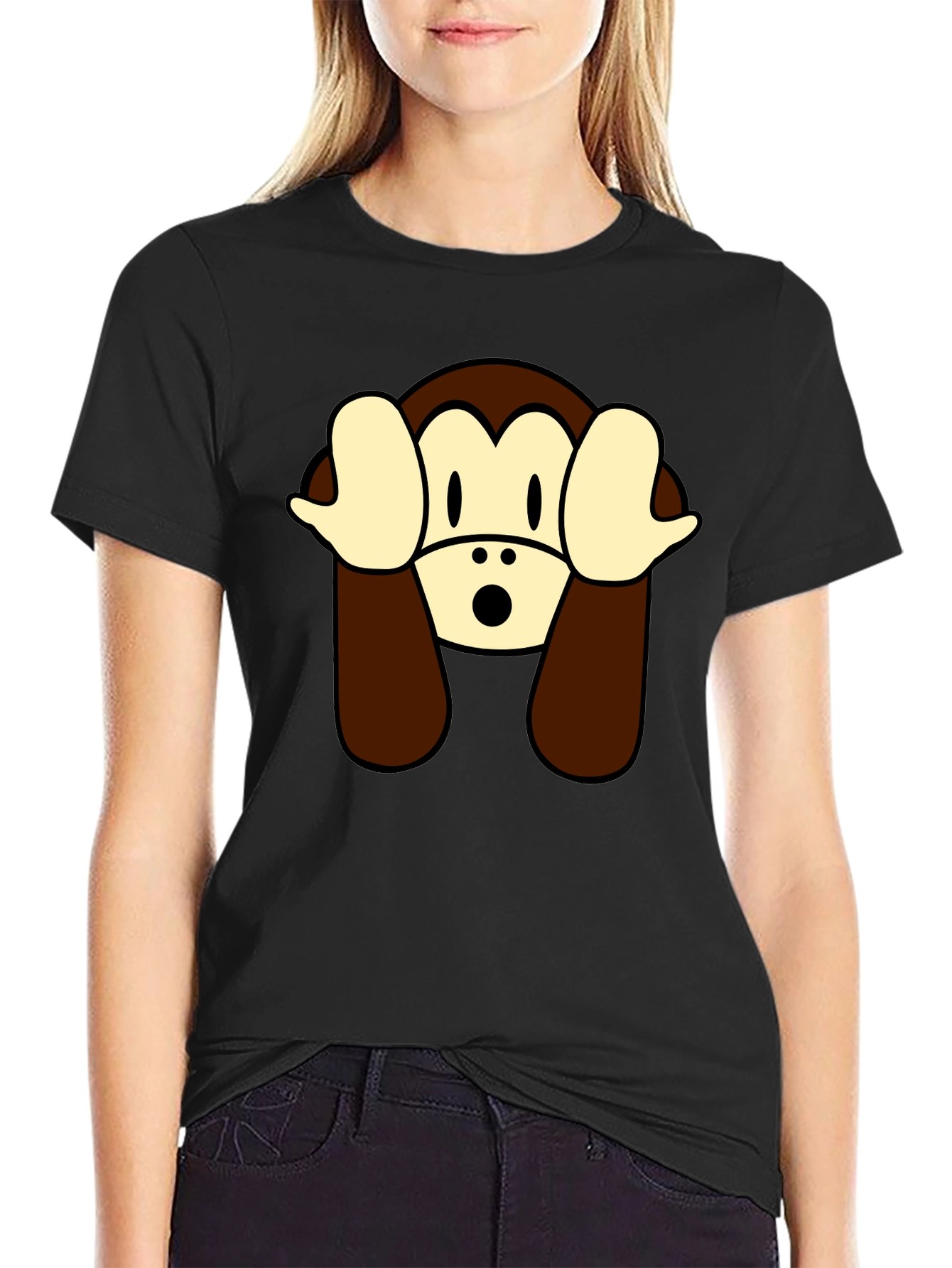 Hear No Evil Monkey Graphic Tee - Black