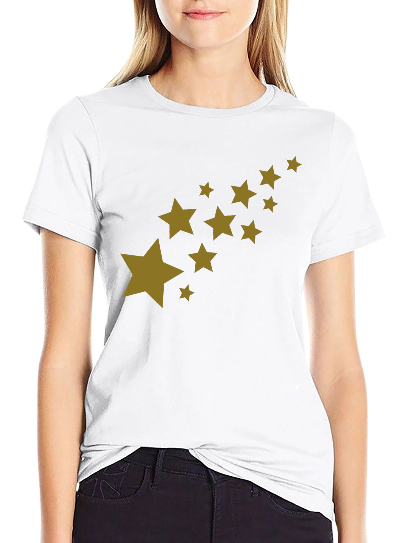 Mens Black T-Shirt with Star Graphic