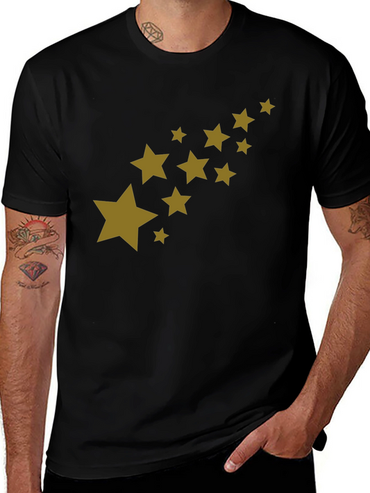 Mens Black T-Shirt with Star Graphic