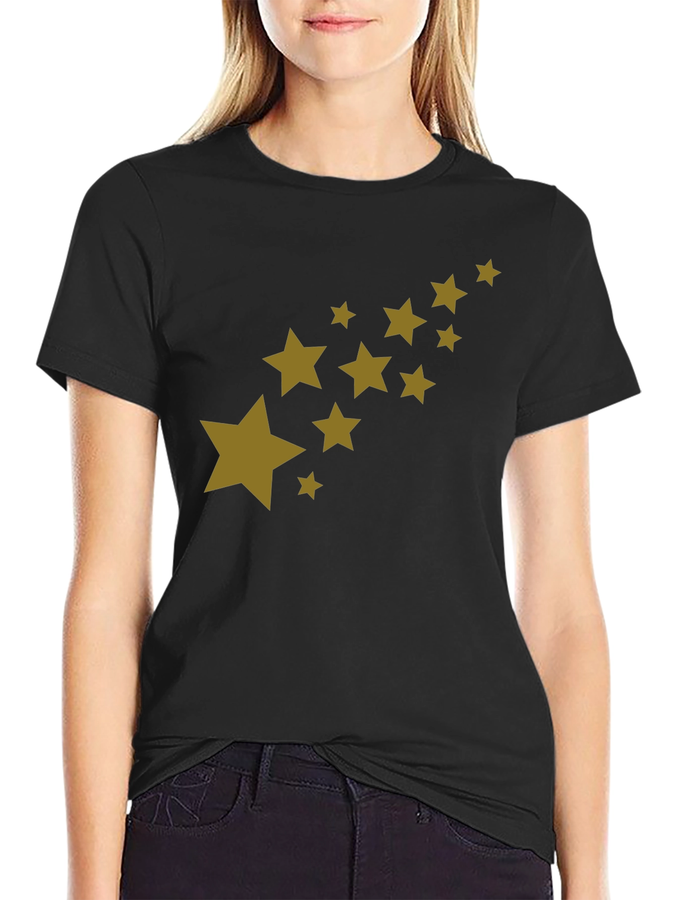 Mens Black T-Shirt with Star Graphic