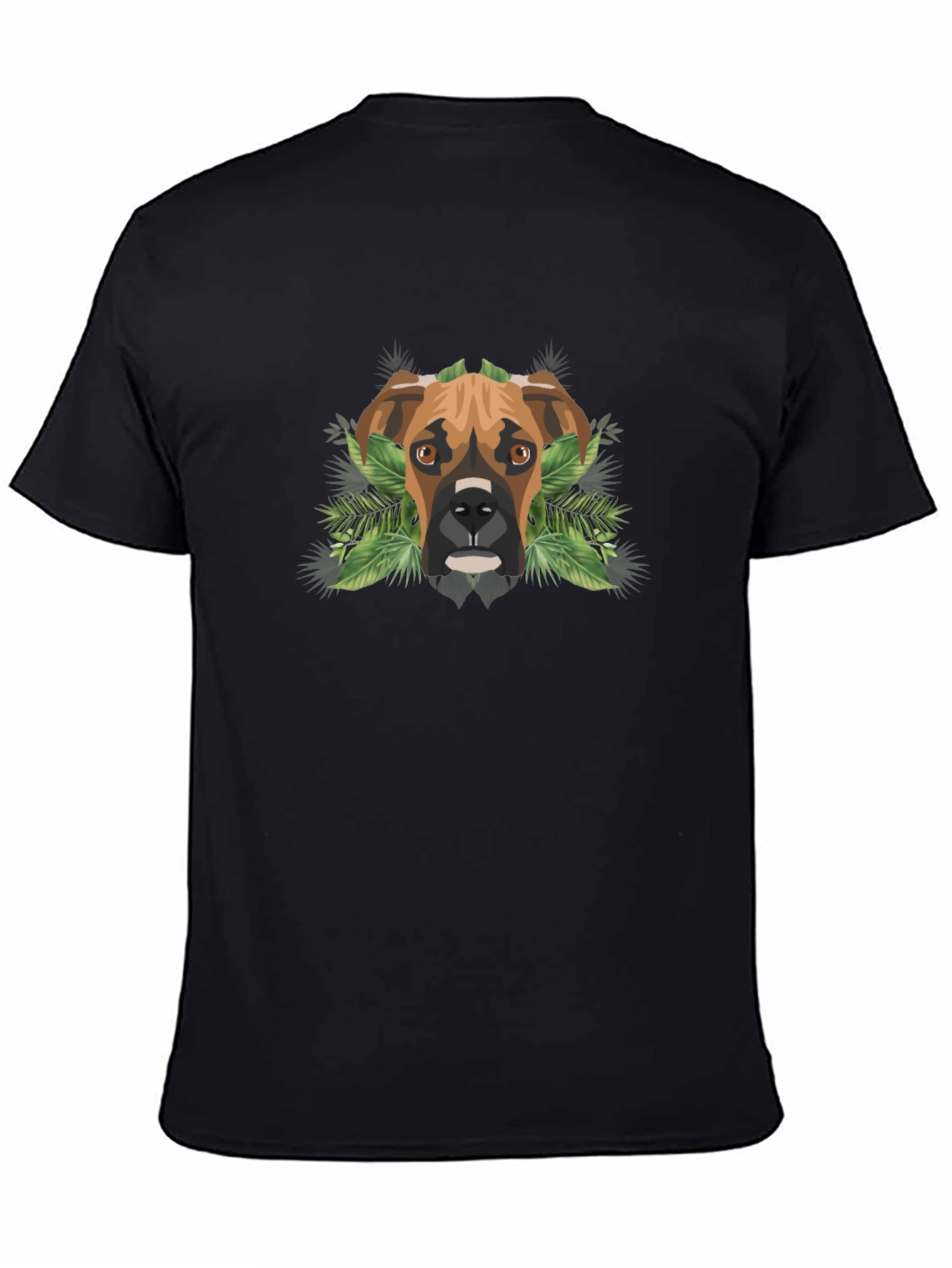 Dog Lover Tee: Boxer Dog Geometric & Foliage Design