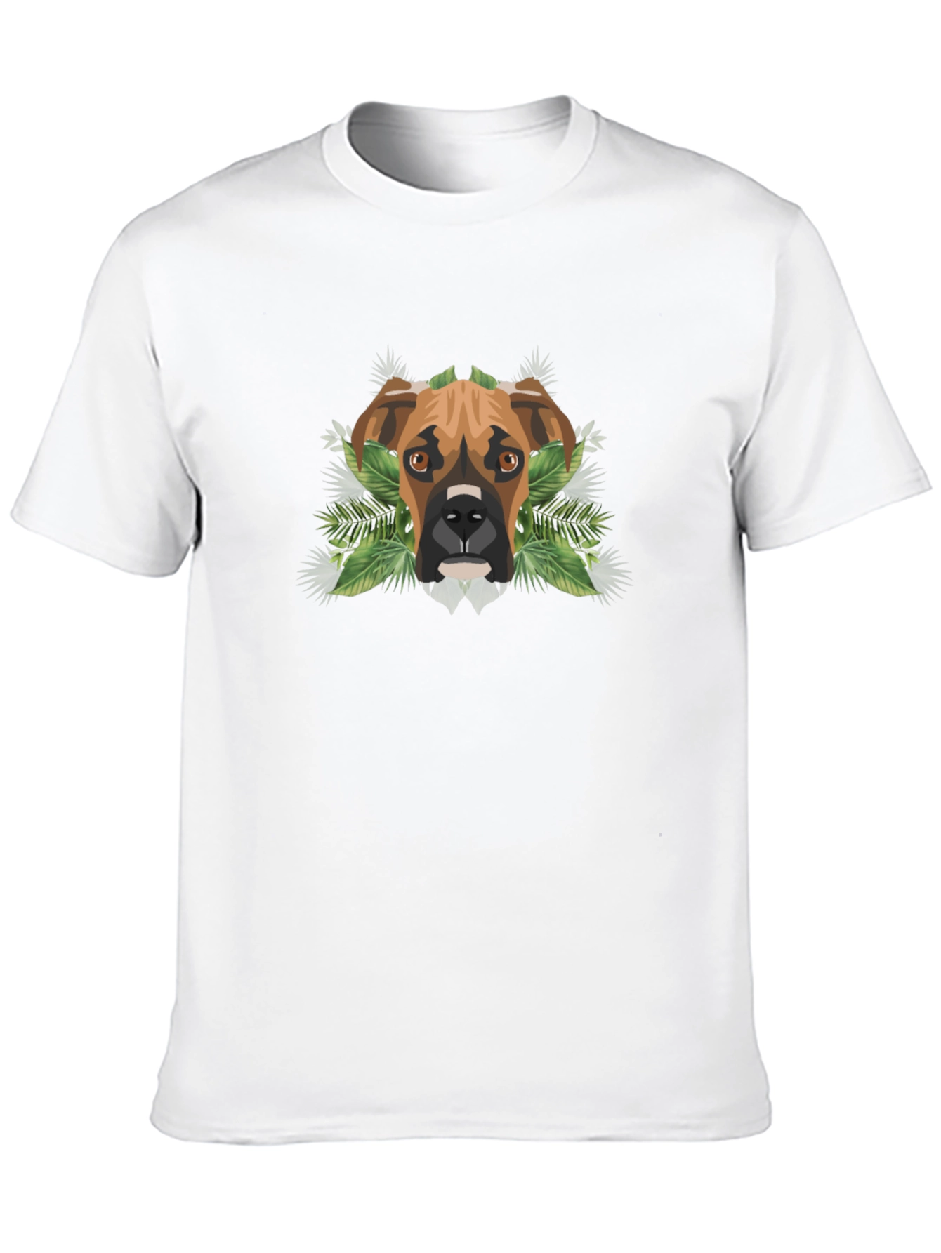 Dog Lover Tee: Boxer Dog Geometric & Foliage Design
