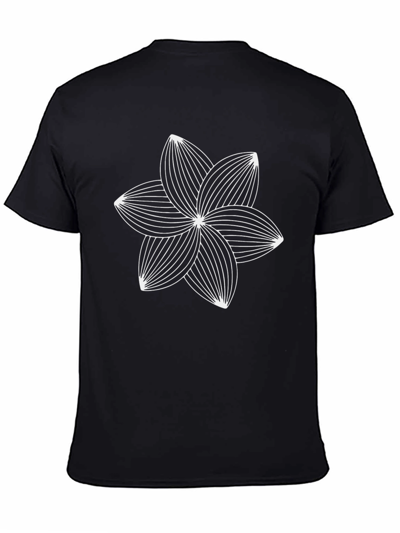 Modern Geometric Flower Graphic Tee - Black