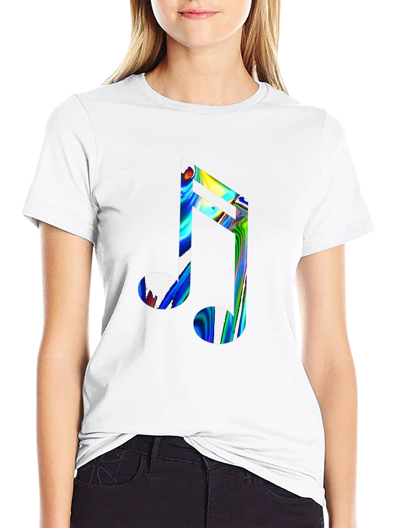 Cool Music Note Graphic Black T-Shirt