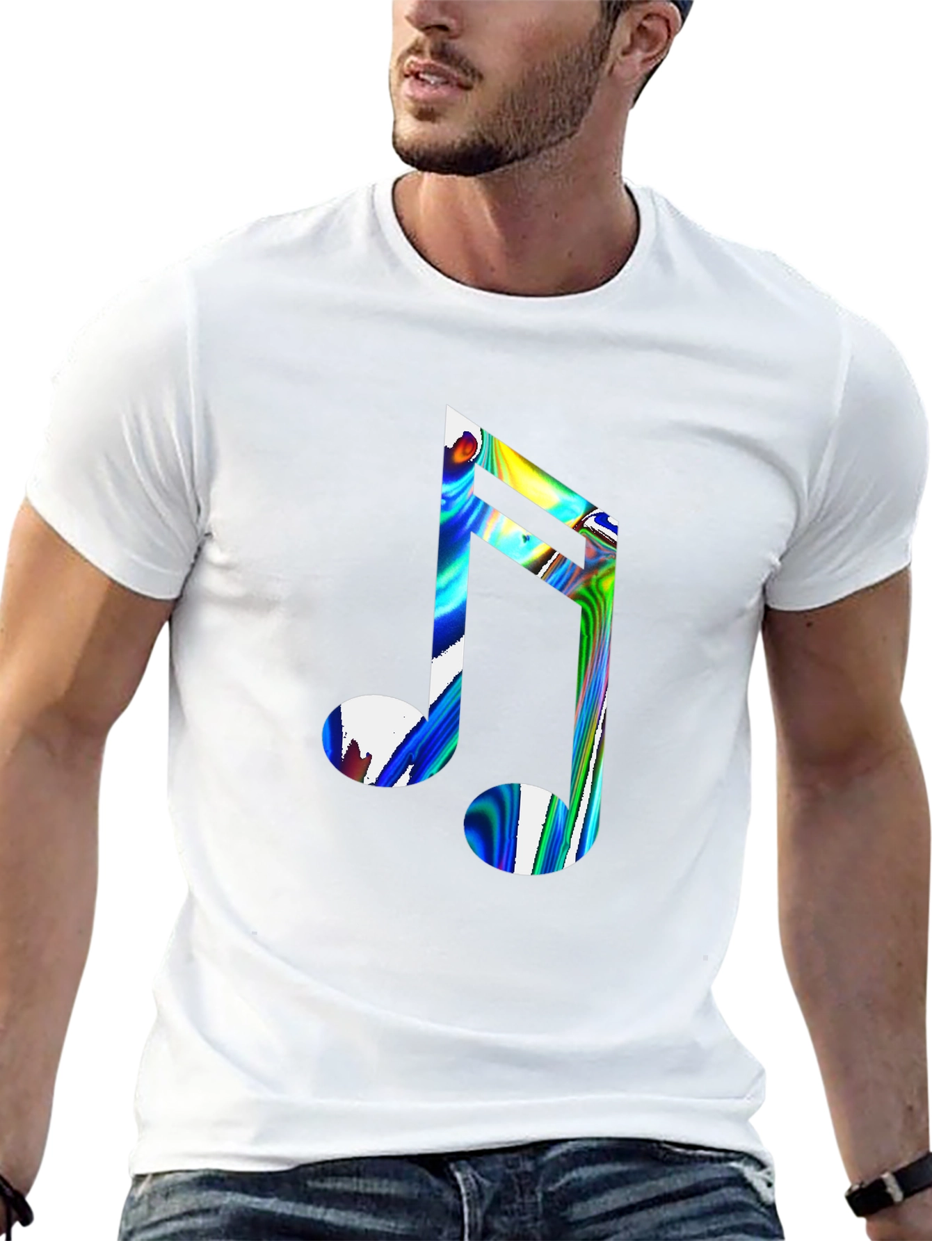 Cool Music Note Graphic Black T-Shirt