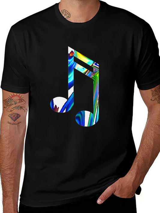 Cool Music Note Graphic Black T-Shirt