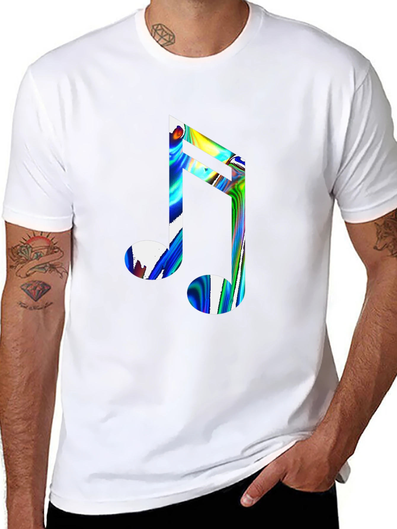 Cool Music Note Graphic Black T-Shirt