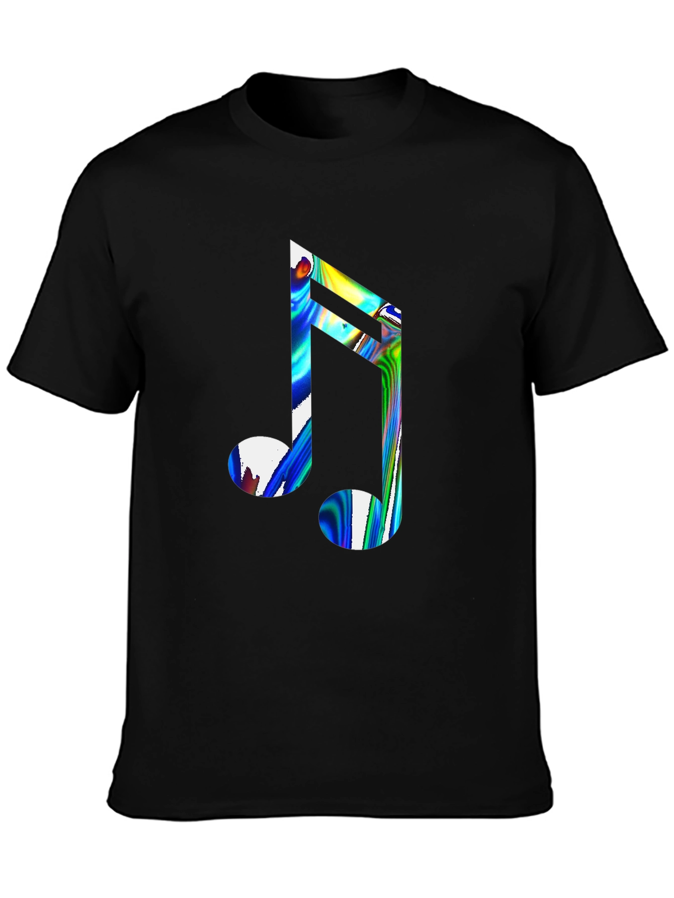 Cool Music Note Graphic Black T-Shirt