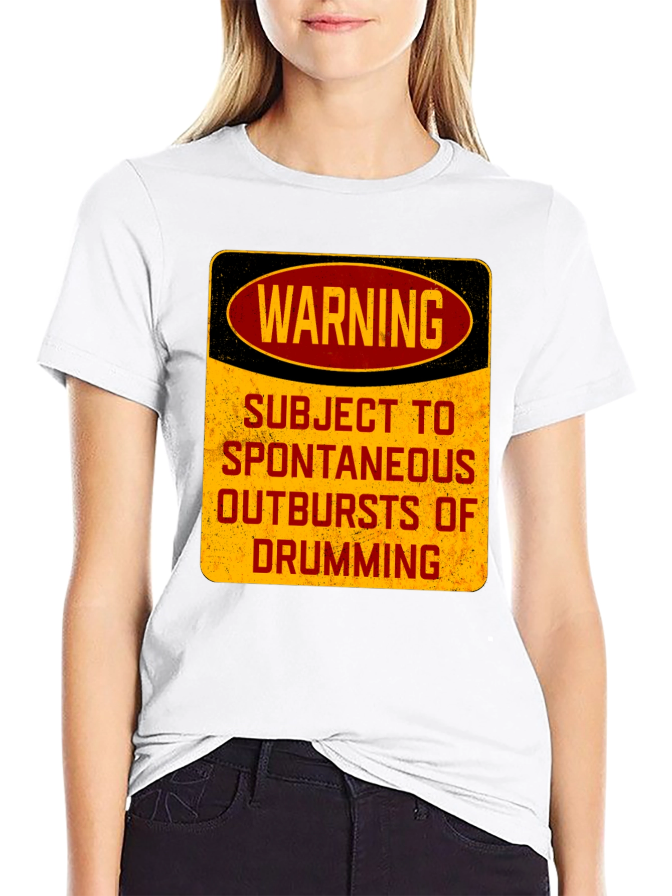Warning: Subject to Spontaneous Drumming Black T-Shirt